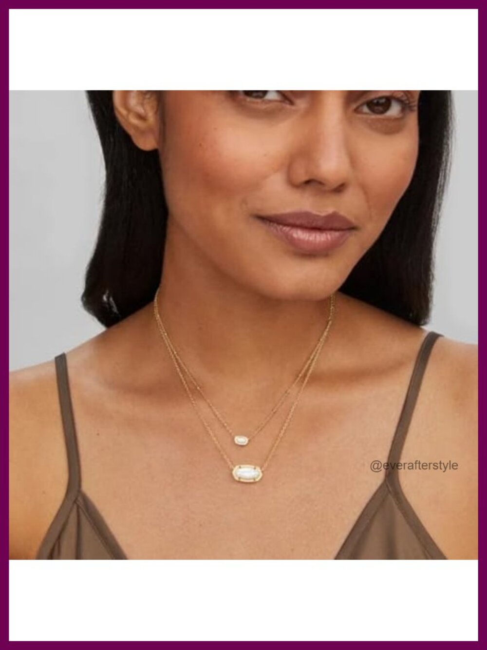 Gold Plated Pendant Necklace Set of 2 with Mother of Pearl